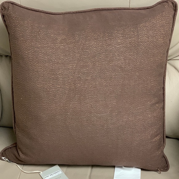 Kim Seybert Embroidered Leaves Throw Pillows Duck Feather Brown/Gold NWT S/2 - Picture 5 of 10